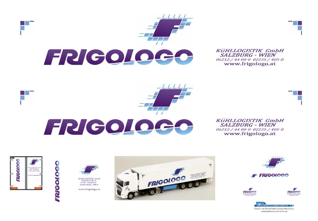 Vrachtauto decal 1:50 Frigologo, Verzenden, Nieuw, Bus of Vrachtwagen, Overige merken