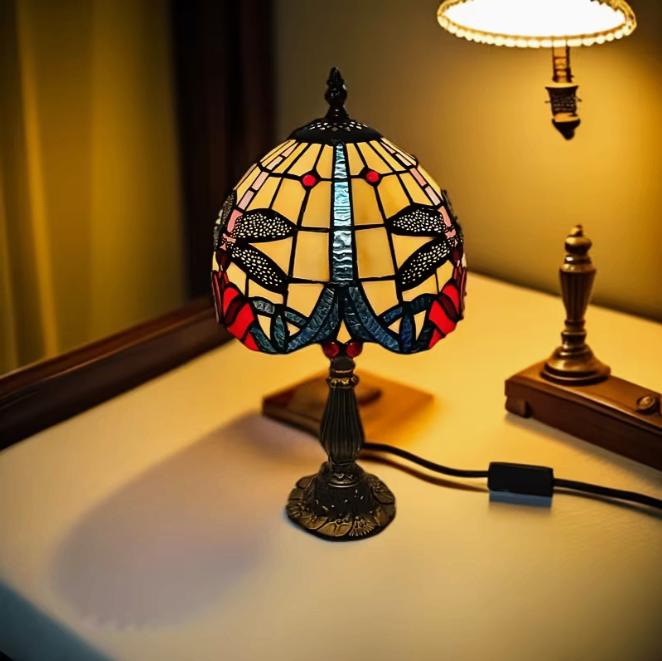 Tiffany E27 Tafellamp Met Libelle (Nieuwstaat), Huis en Inrichting, Lampen | Tafellampen, Ophalen of Verzenden, Zo goed als nieuw