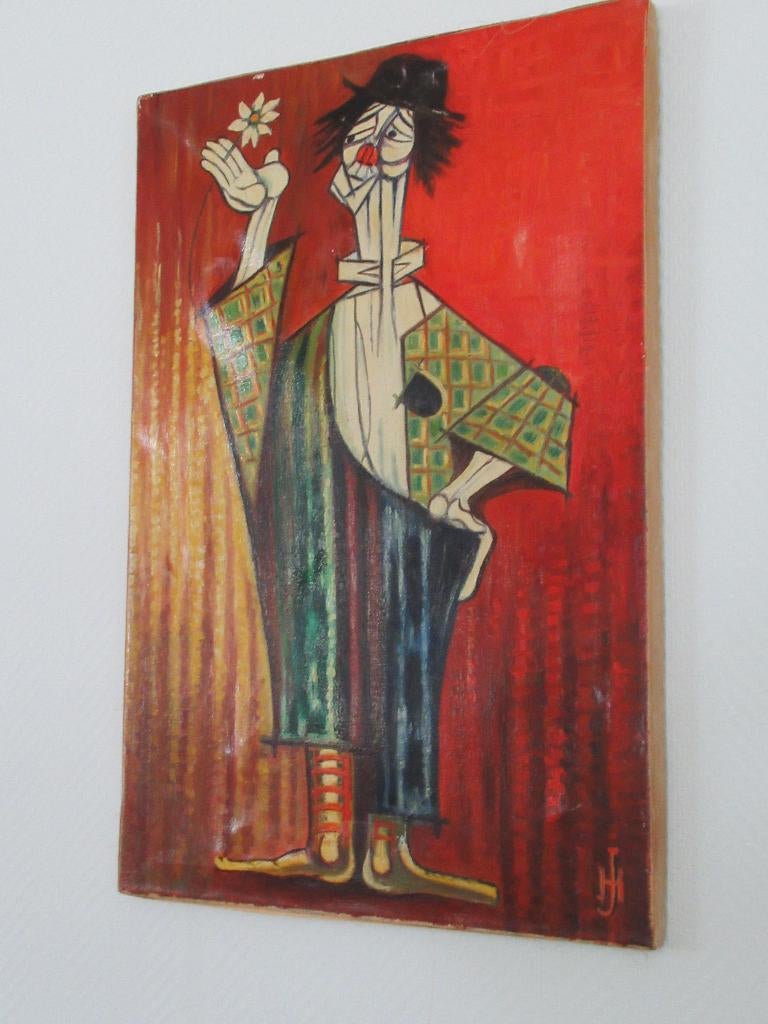 vintage schilderij clown, jaren 60, Ophalen