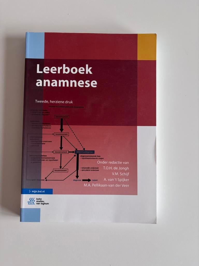 Leerboek anamnese, Boeken, T.O.H. de Jongh; V.M. Schijf; A. van 't Spijker; M.A. Pellika..., Ophalen of Verzenden, Zo goed als nieuw