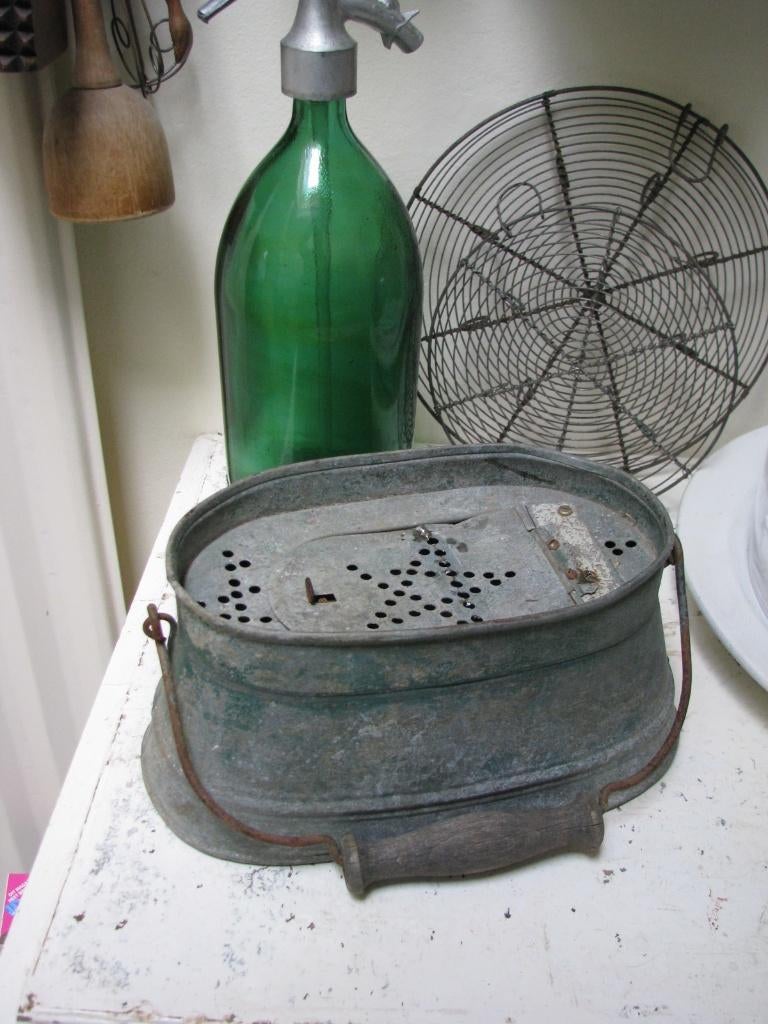 Oude zinken aas emmer / aasketel aasemmer vis emmer ketel, Ophalen of Verzenden