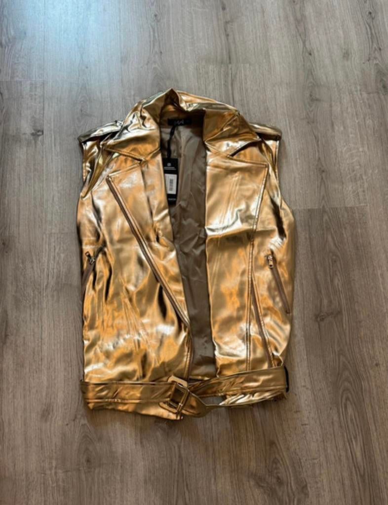 Most Wanted metallic gold biker gilet | statement piece, Kleding | Dames, Jasjes, Kostuums en Pakken, Overige kleuren, Nieuw, Ophalen of Verzenden