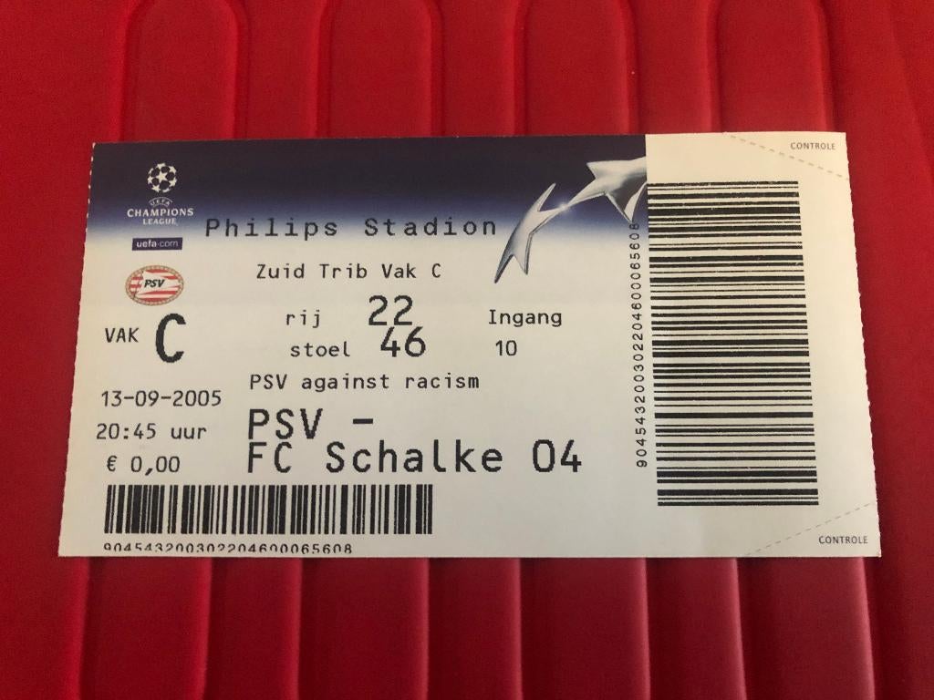 ⚽ Ticket CL PSV - Schalke 04 2005/2006 ⚽, Verzamelen, Sportartikelen en Voetbal, Ophalen of Verzenden, Zo goed als nieuw, PSV