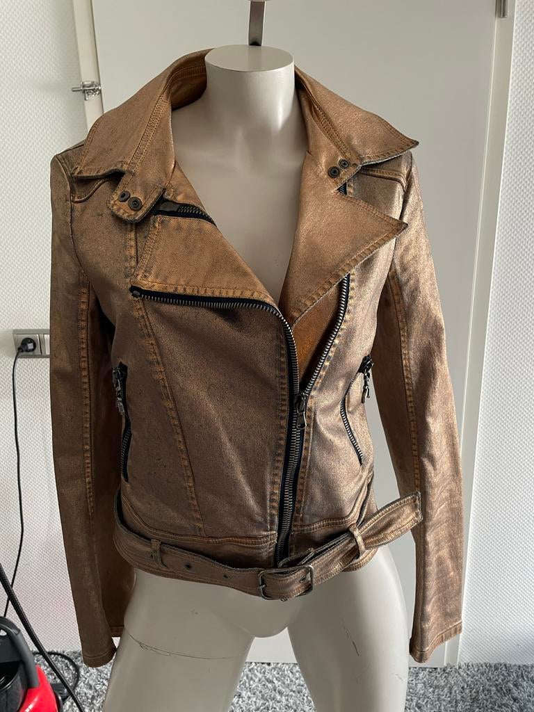 Patrizia pepe jeans jasje goudkleurig maat it 40, Ophalen of Verzenden, Zo goed als nieuw, Maat 36 (S), Bruin