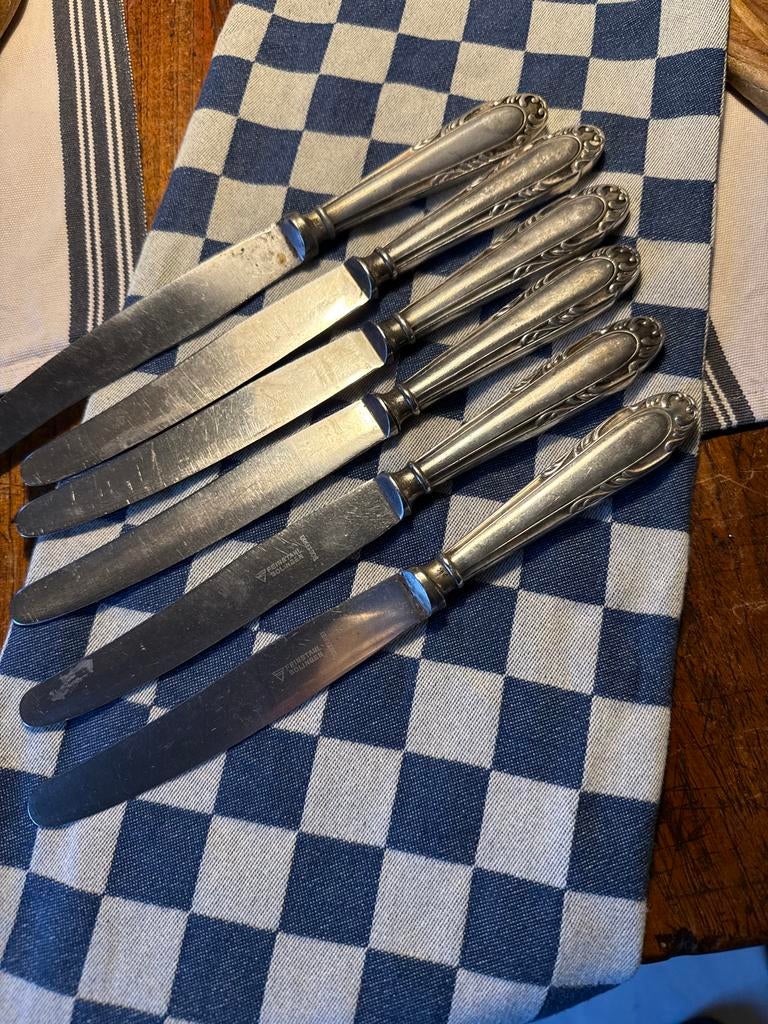 Solingen 6 Verzilverde Messen, Antiek en Kunst, Antiek | Bestek, Ophalen of Verzenden