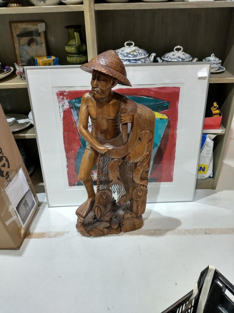 Groot Thais beeld, prachtig houtsnijwerk., Ophalen of Verzenden