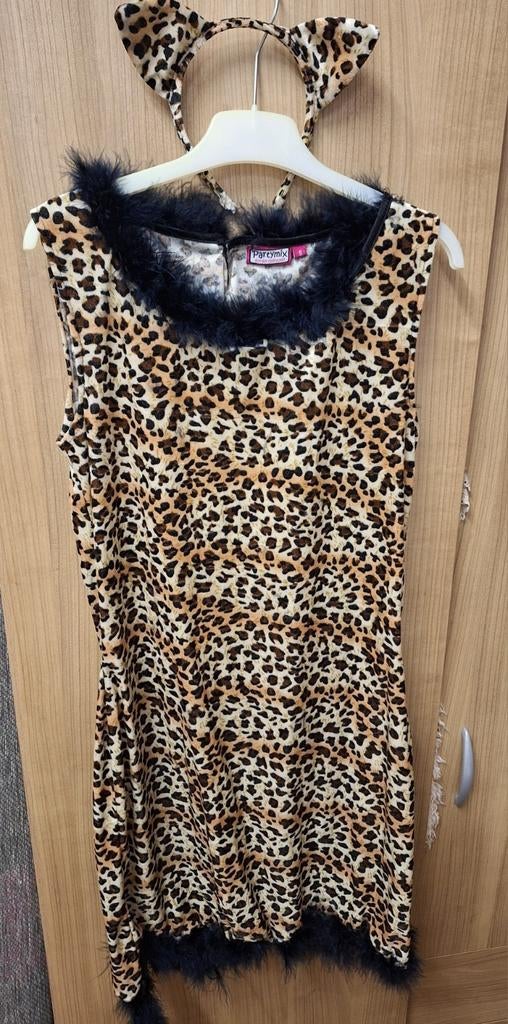Tijgerkat Carnavalsjurkje met Diadeem, maat S, Ophalen, Zo goed als nieuw, Carnaval