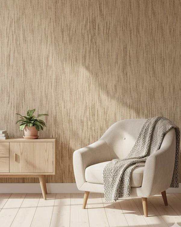 7130 vintage jutelook behang in beige en bruin tinten swiet, Verzenden, 75 m² of meer, Beige