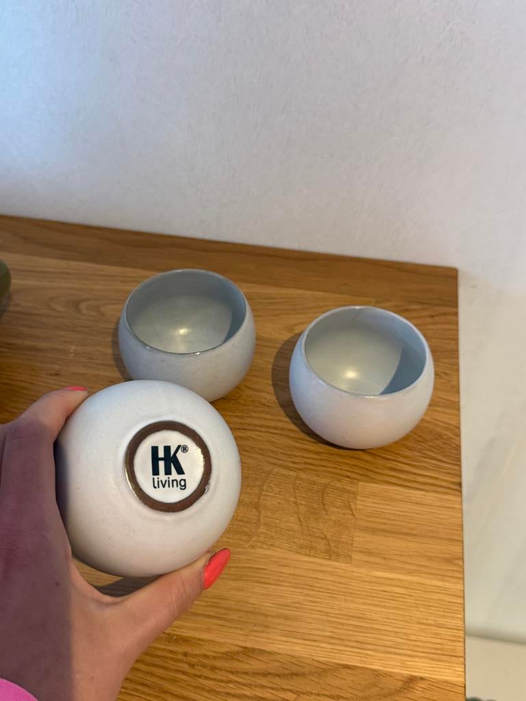 HK Living Waxinehouders/Schaaltjes - Design Accessoires, Ophalen, Overige materialen, Nieuw, Grijs