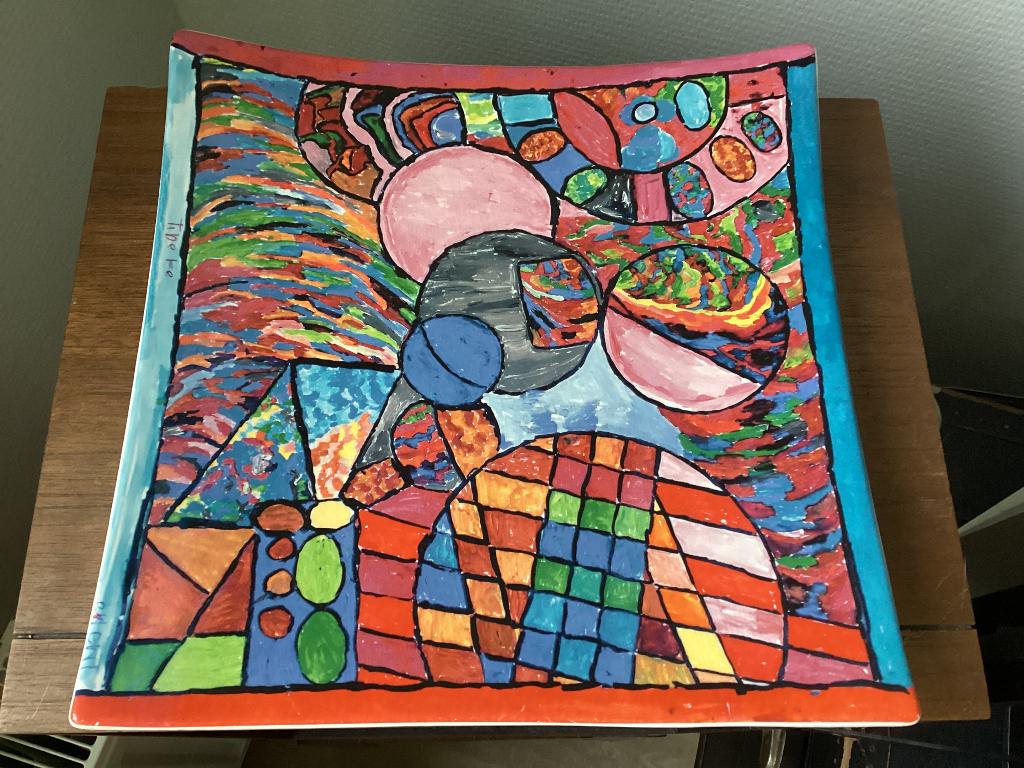 Schoonhoven keramiek Novo Tineke Bergsma schaal bord, Huis en Inrichting, Porselein of Keramiek, Schaal, Vierkant, Ophalen of Verzenden