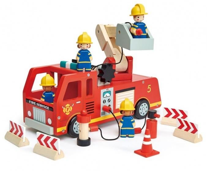Houten Brandweerwagen auto hout Tender Leaf Toys, Kinderen en Baby's, Speelgoed | Houten speelgoed, Info@dam.be, Nieuw, Ophalen of Verzenden