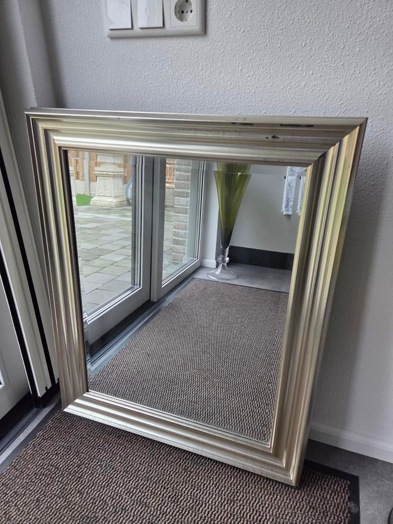 Grote gebruikte zilverkleurige spiegel, Ophalen, Gebruikt, Rechthoekig, Minder dan 100 cm