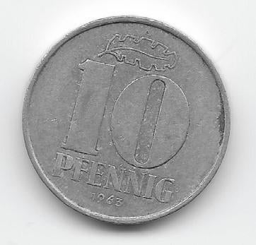 DDR 10 pfennig 1963 KM# 10, Verzenden, Duitsland, Losse munt