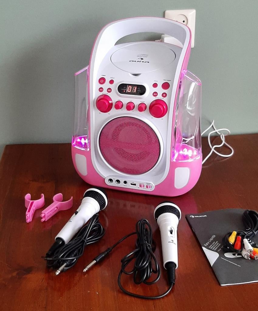 Auna Karaoke Set met Microfoons - Roze, Ophalen of Verzenden, Zo goed als nieuw, Complete set