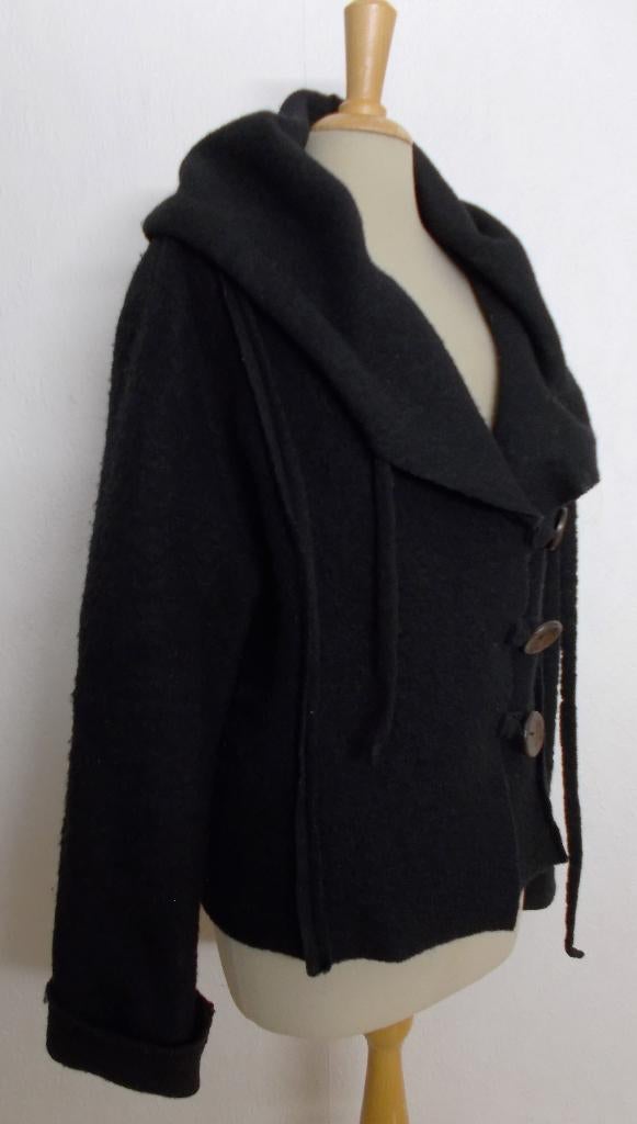 Apart zwart 80% wol vest met capuchon! L, Kleding | Dames, Verzenden, Zo goed als nieuw, Maat 42/44 (L), Zwart