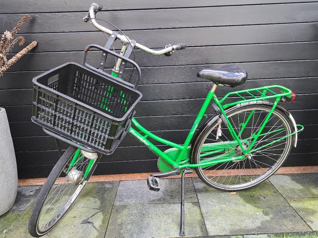 Groene omafiets maat 52 en 28 inch met krat, Ophalen, Nostalgia, Gebruikt, Versnellingen