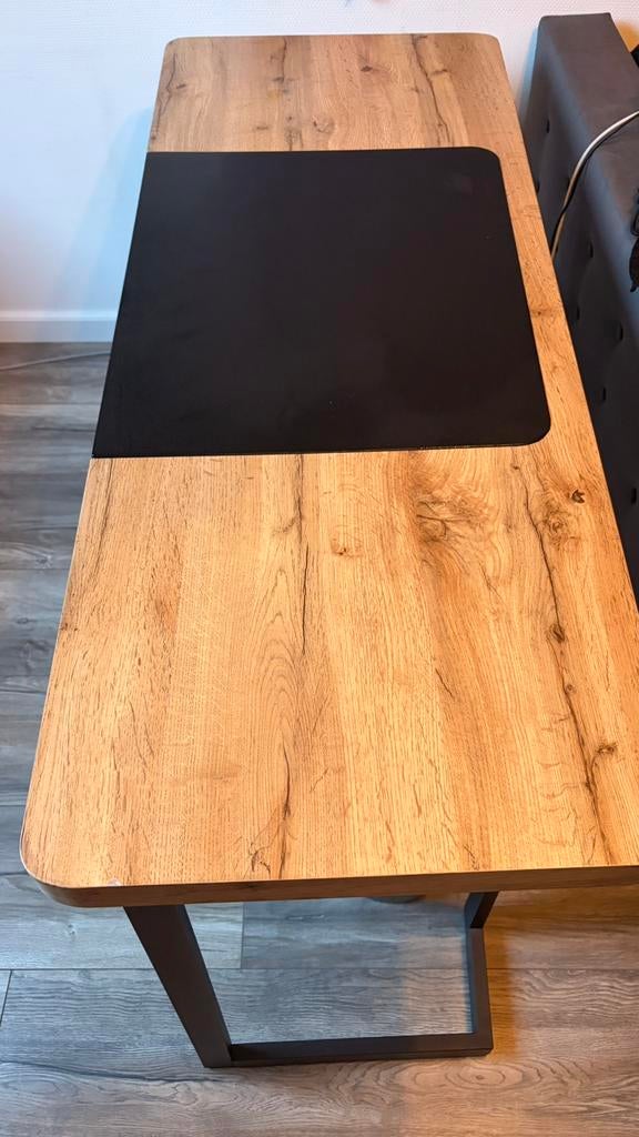 Bureau voor laptop mangohout/staal, Ophalen, 100 tot 150 cm, 50 tot 100 cm, Zo goed als nieuw