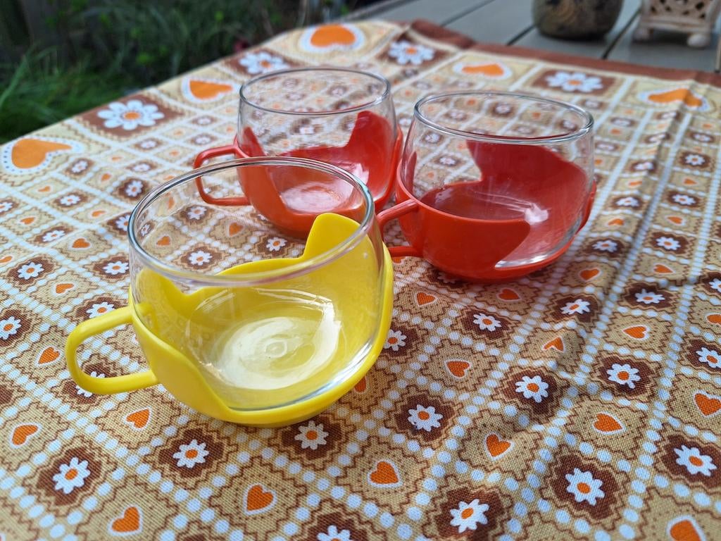 Vintage theeglazen met gekleurde houders - Goede staat, Ophalen