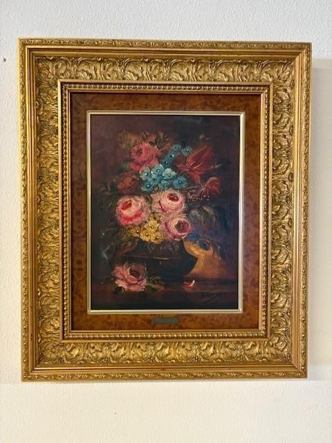 Schilderij : Roze en blauwe bloemen, Ophalen