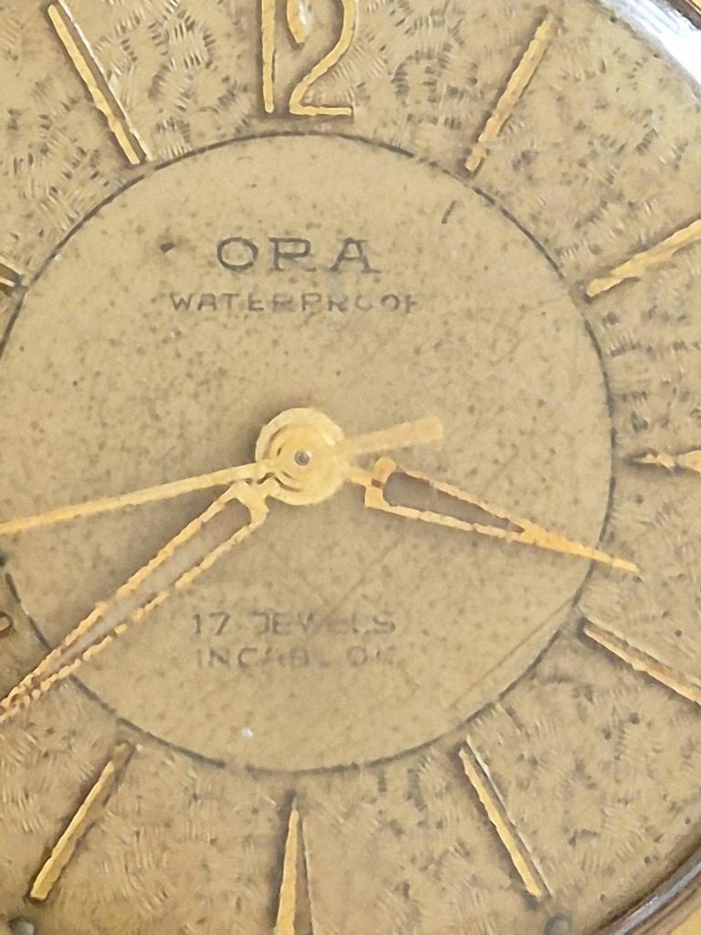 Vintage Ora waterproof 20 mikron herenhorloge handopwinder, Ophalen of Verzenden, Gebruikt, Staal, Overige merken