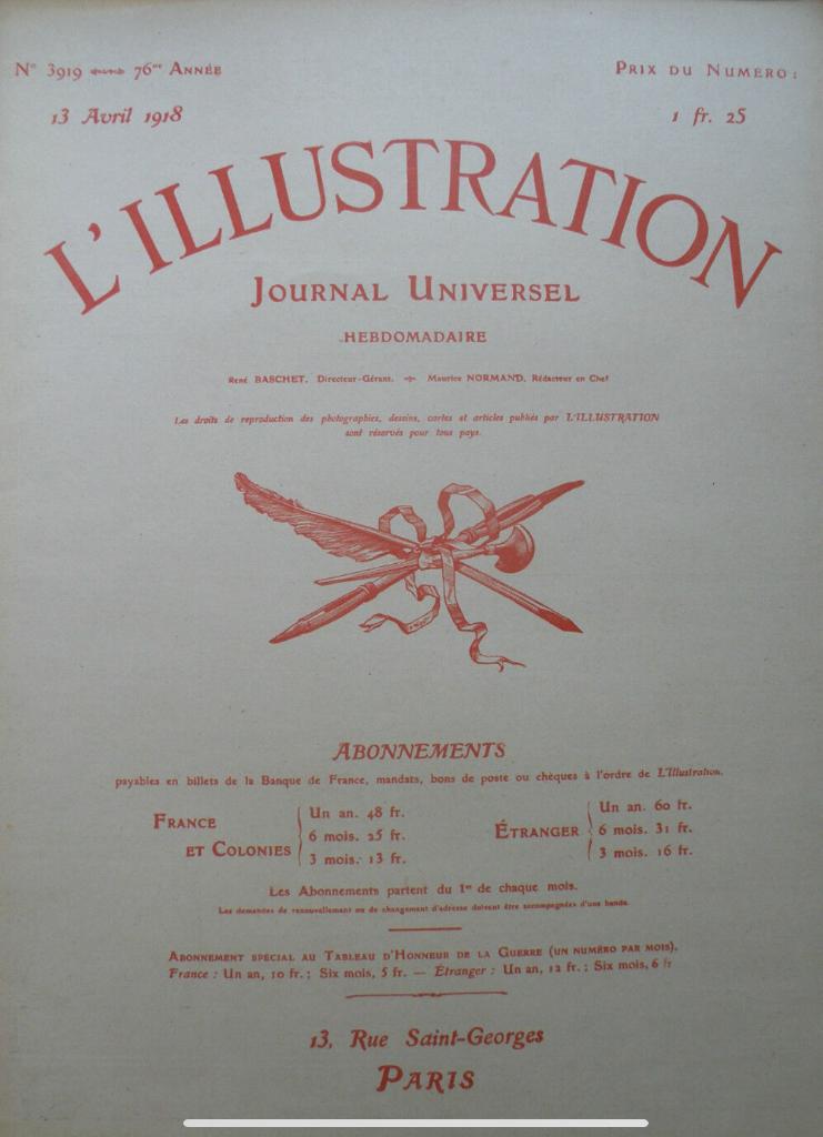 L'Illustration 13 avril 1918, franse krant op A3 formaat, Ophalen of Verzenden