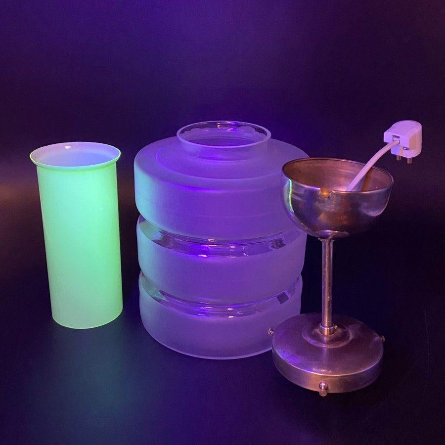 Plafond lamp, Art deco, Ophalen of Verzenden, Zo goed als nieuw, Glas