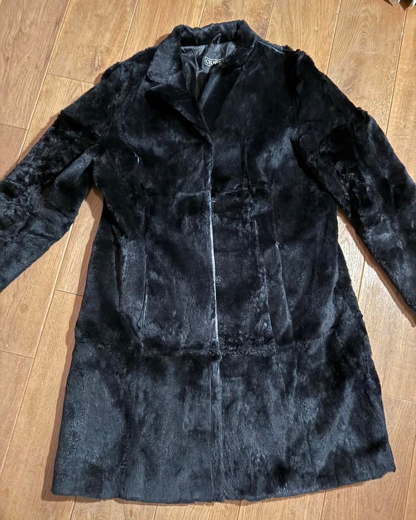 Bontjas, Ophalen of Verzenden, Zo goed als nieuw, Maat 42/44 (L), Zwart