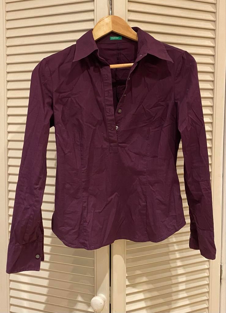 Benetton paarse blouse maat S, Ophalen of Verzenden, Gedragen, Maat 36 (S), Paars