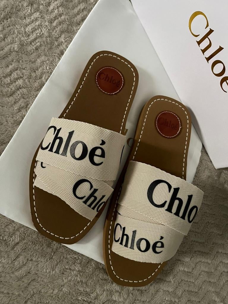 Chloé Woody Slippers Beige (hermes,Celine,gucci), Slippers, Beige, Chloé, Nieuw