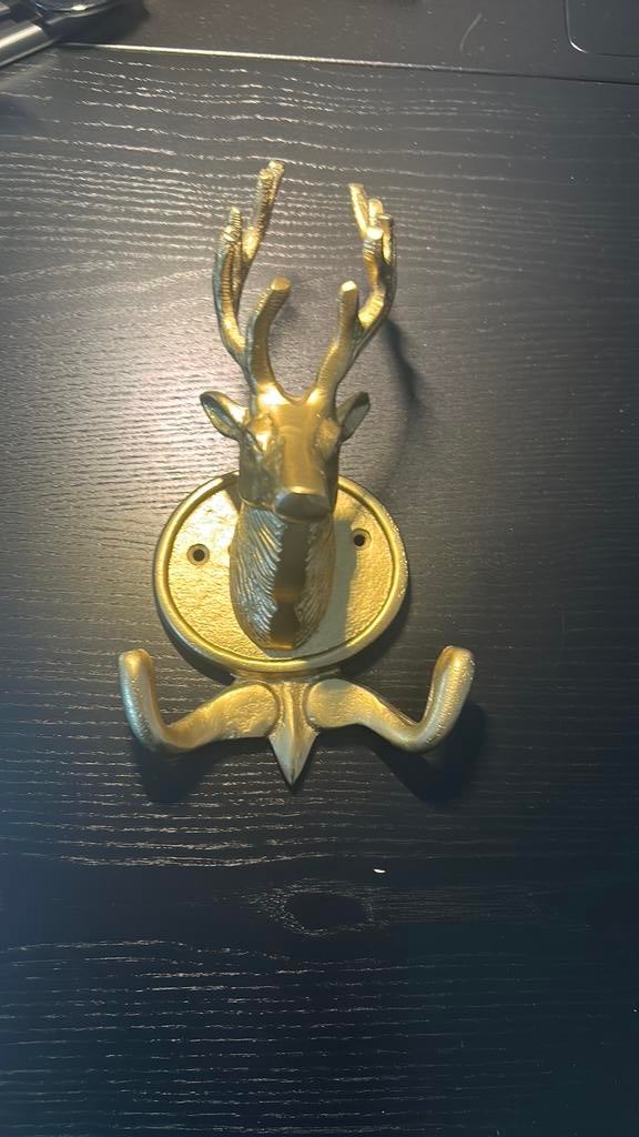 Goudkleurige eland kapstok, Sieraden, Tassen en Uiterlijk, Piercings, Ophalen of Verzenden, Gebruikt, Staal