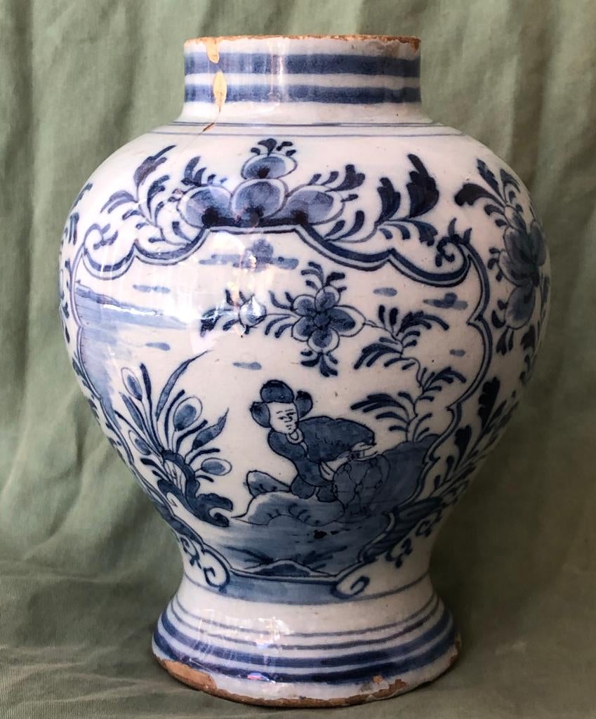 Delfts blauw vaas 18e eeuw, Ophalen of Verzenden