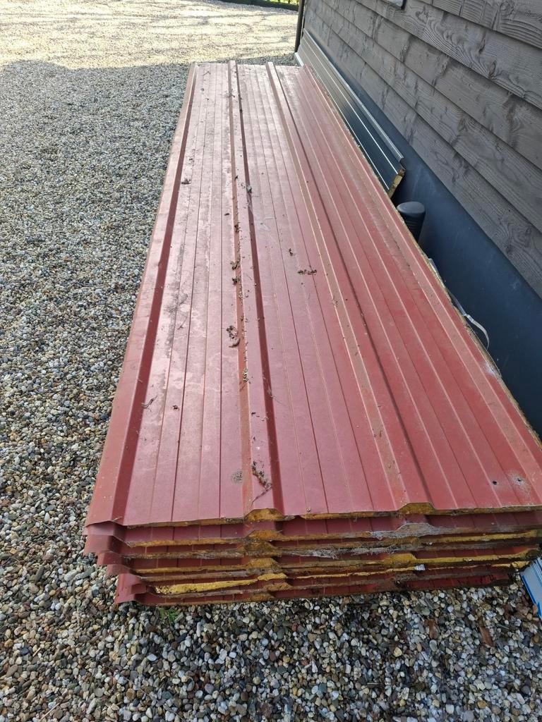 9 Geisoleerde dakplaten lengte 5 meter, Ophalen, Gebruikt