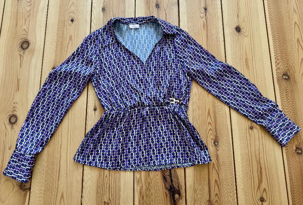 Liu Jo top / Blouse - Paars Wit Print - Small / Maat 36, Kleding | Dames, Tops, Liu Jo, Paars, Ophalen of Verzenden, Zo goed als nieuw