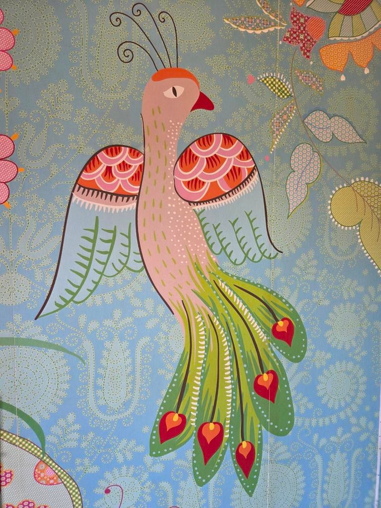 Vrolijk behang met vogel en bloemen - goede kwaliteit, Ophalen, Minder dan 10 m², Groen, Vrolijk, kleurrijk, botanisch, vogel