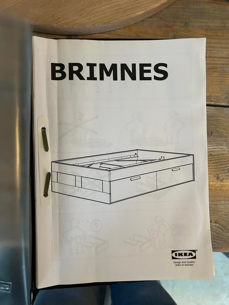 IKEA Brimnes bed 160x200 met lades, Ophalen, Gebruikt, Wit, Tweepersoons