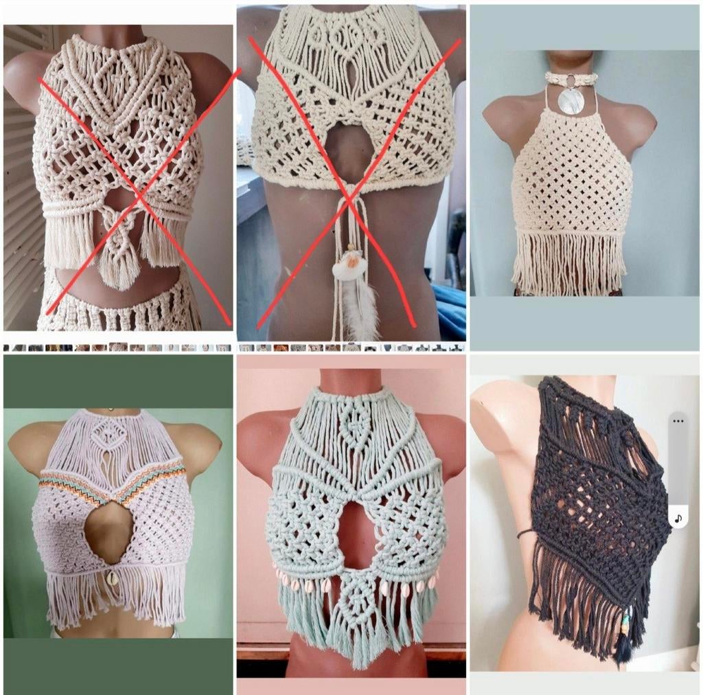 Macrame topjes,Ibiza/festival!, Kleding | Dames, Tops, Ophalen of Verzenden, Zo goed als nieuw, Zonder mouw
