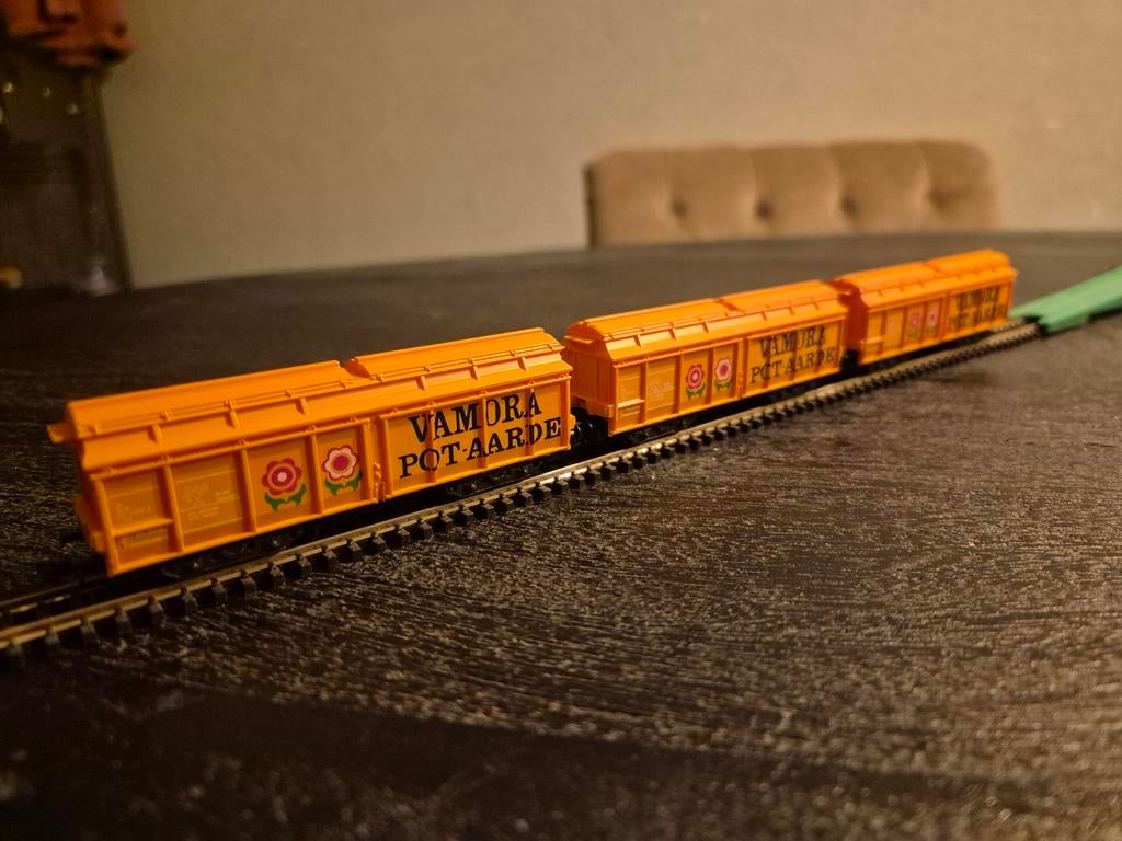 3x Roco 25118 VAM afvalwagon, oranje, N-spoor, Gelijkstroom of Wisselstroom, Wagon, Ophalen of Verzenden, Zo goed als nieuw