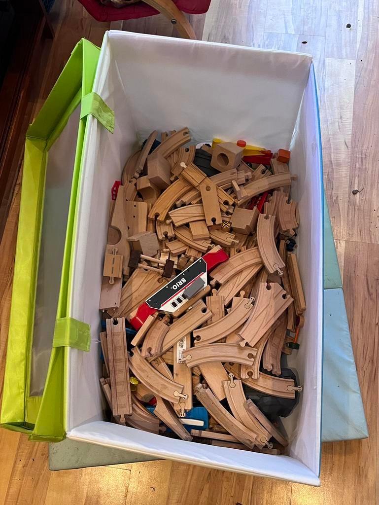 Grote set Thomas de Trein houten treinen met rails en meer, Ophalen, Gebruikt