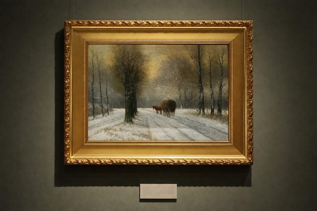 Olieverf Schilderij , winterlandschap +/- 1935, Ophalen