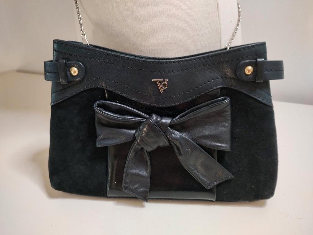 K435 TOV zwart lederen schoudertas - avondtas  zeer fraai, -, Schoudertasje, Zwart, -