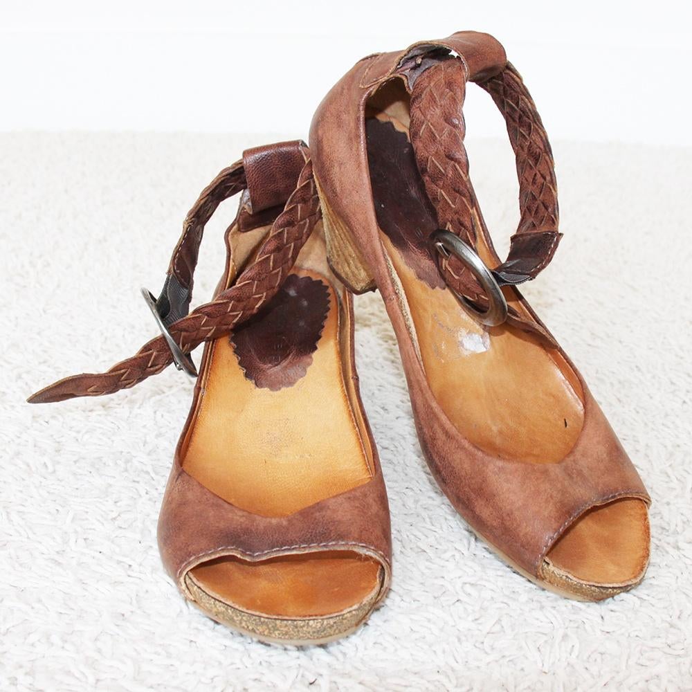Mooie Vintage Leren Airstep Sandalen s15 (Maat 40) € 30,-, Bruin, Airstep, Zo goed als nieuw, Sandalen of Muiltjes