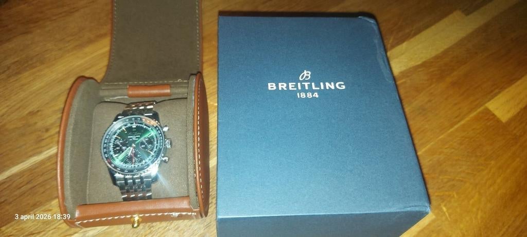 Breitling horloge met groene wijzerplaat, Sieraden, Tassen en Uiterlijk, Horloges | Heren, Ophalen of Verzenden, Zo goed als nieuw