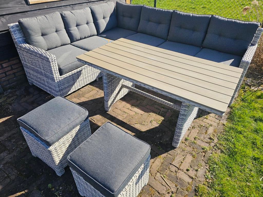 Loungeset/diningset in topconditie, Ophalen, Zo goed als nieuw, Wicker