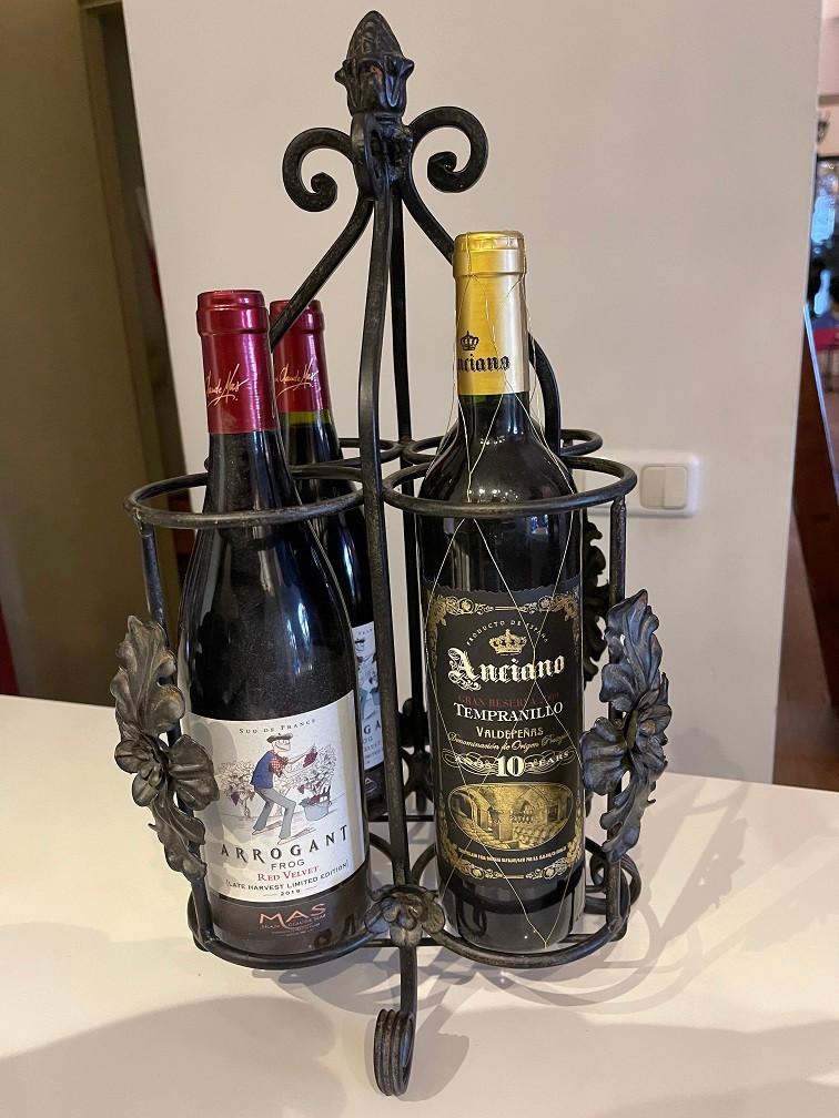 Staand WIJNREK tafelmodel SMEEDIJZER voor 4 flessen, Wilms, Nieuw, Ophalen of Verzenden, Minder dan 5 flessen