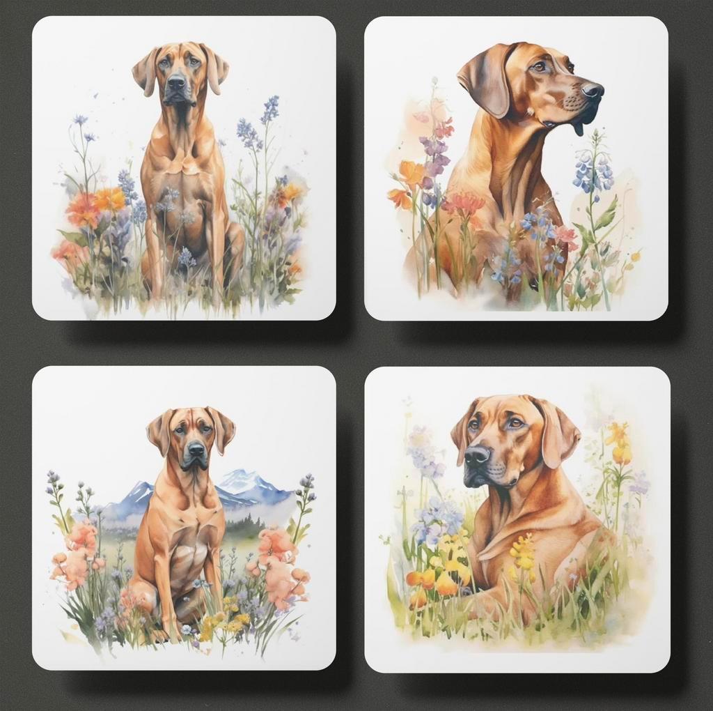Ridgeback Aquarel onderzetters met houder, Ophalen of Verzenden, Nieuw, Glas of Kopje