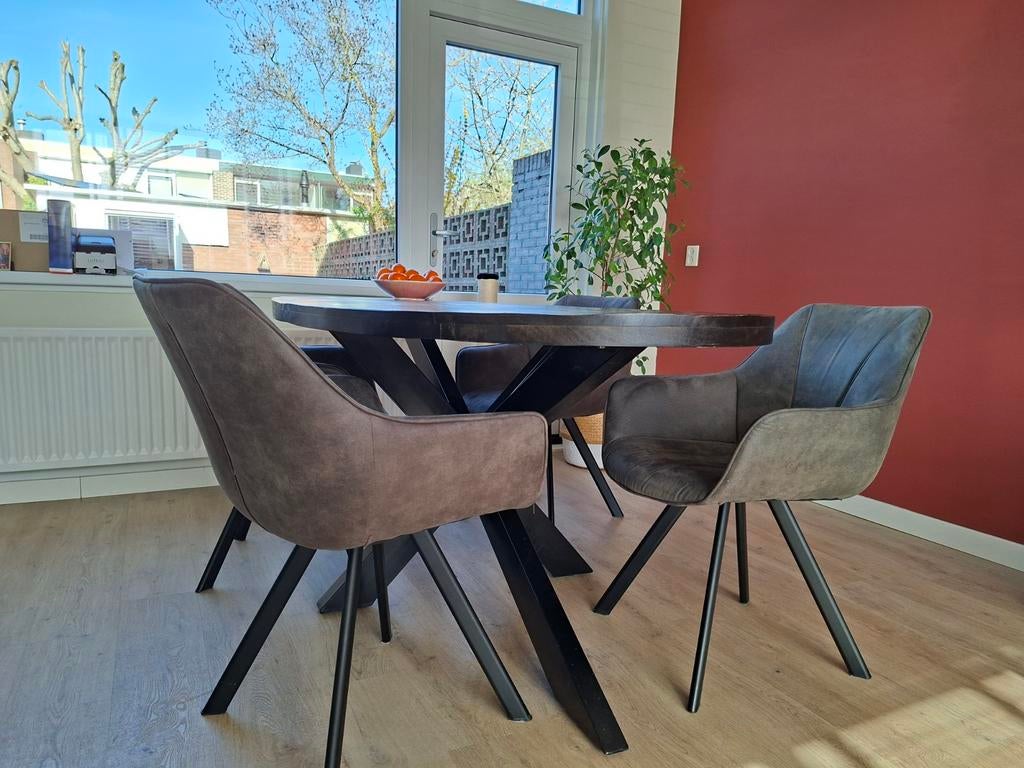 Eetkamerstoelen, set van 4, Huis en Inrichting, Stoelen, Ophalen, Gebruikt, Bruin, Vier