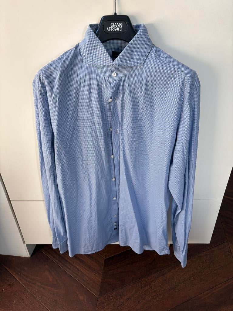 Atelier Scotch & Soda Geruit Overhemd Blauw/Wit 43-17, Ophalen of Verzenden, Zo goed als nieuw, Blauw, Halswijdte 43/44 (XL)