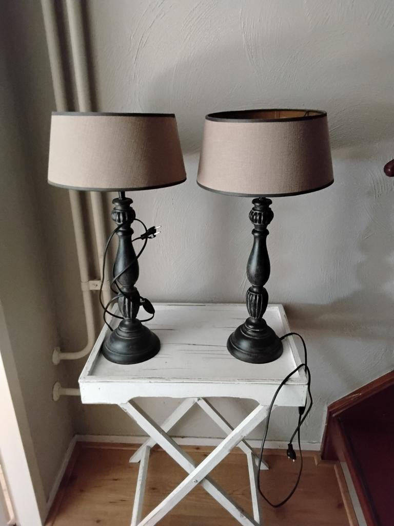 2  bruine schemerlampen, Ophalen, Zo goed als nieuw, Rechthoekig, 50 cm of meer