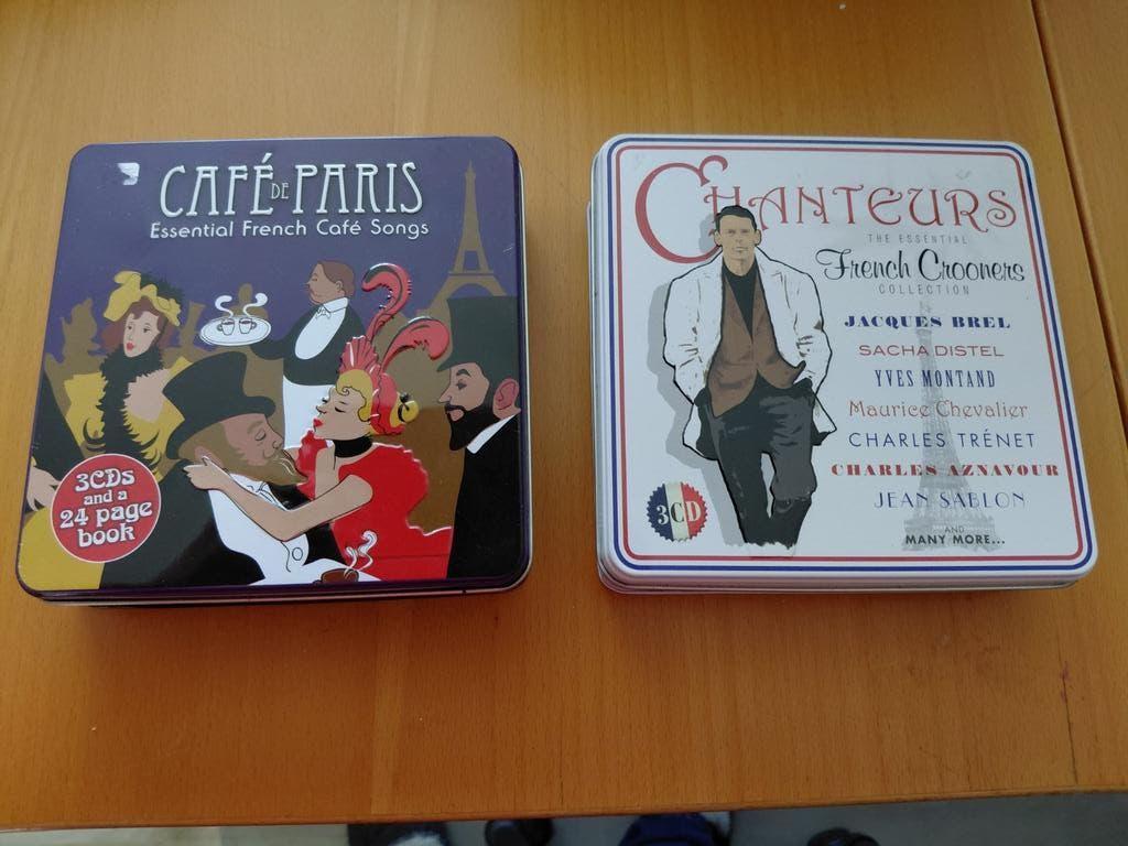 Verzamel cd's met Franse chansons in opbergblik (2 stuks), Ophalen of Verzenden, Zo goed als nieuw