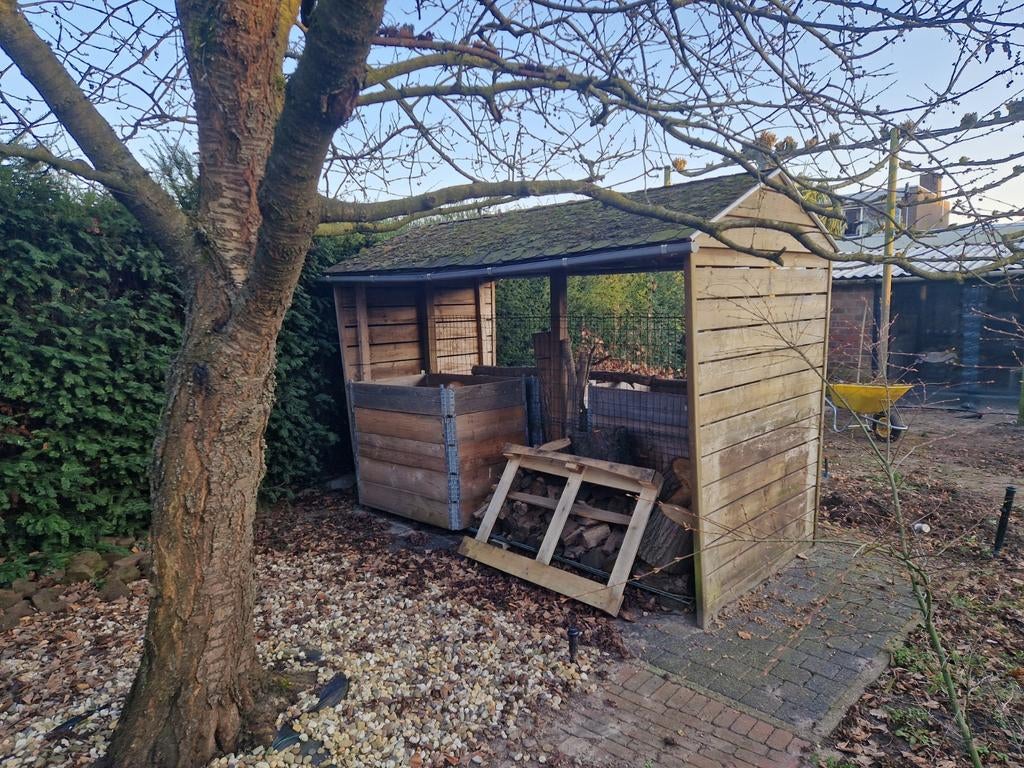 Opberghok met 3 houten kratten, Tuin en Terras, Haardhout, Minder dan 3 m³, Ophalen of Verzenden